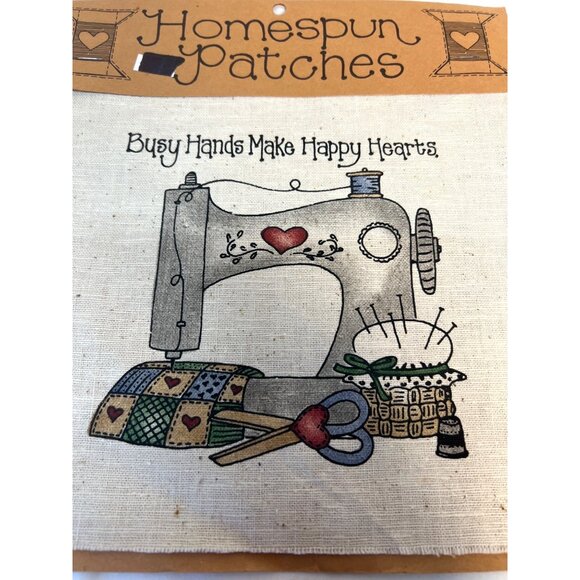 Homespun Patches Quilting Sewing Patch Kit "Busy Hands Make Happy Hearts" - Picture 2 of 3